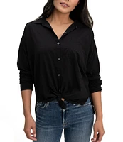 Splendid Paige Point Collar Button Front Long Sleeve Shirt