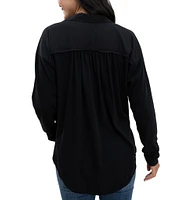 Splendid Paige Point Collar Button Front Long Sleeve Shirt
