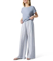 Splendid Raegan Linen Blend Knit Stripe Mid Rise Lounge Pants