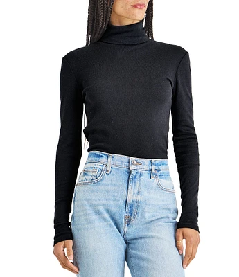 Splendid Ribbed Knit Turtleneck Long Sleeve Tee