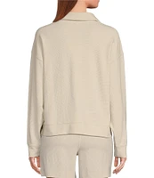 Splendid Scuba Knit V-Neck Long Sleeve Polo Sweatshirt