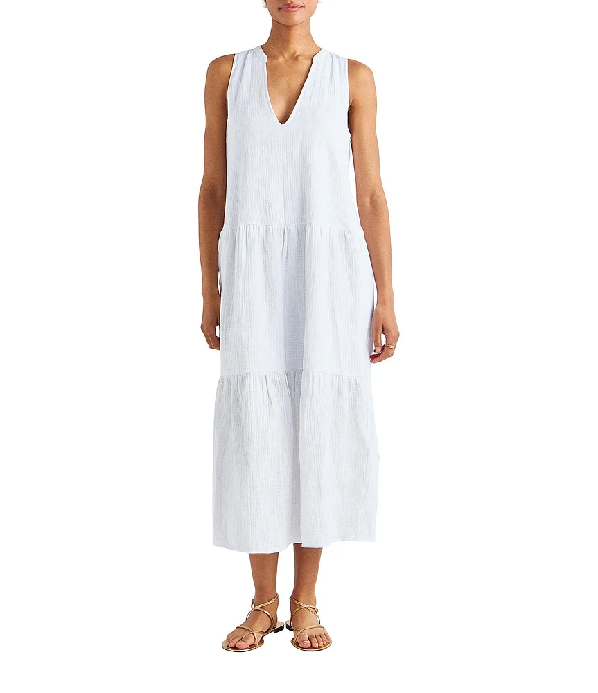 Splendid Sumner Gauze V-Neck Sleeveless Pullover Maxi Dress