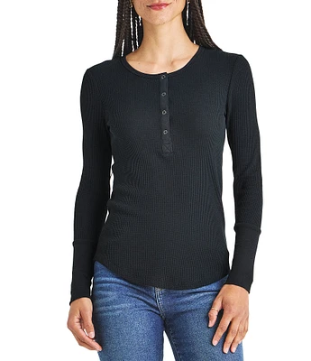 Splendid Thermal Forever Shirttail Hem Henley Long Sleeve Shirt
