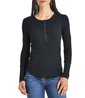 Splendid Thermal Forever Shirttail Hem Henley Long Sleeve Shirt