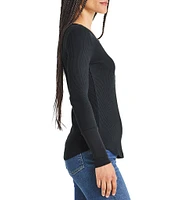 Splendid Thermal Forever Shirttail Hem Henley Long Sleeve Shirt