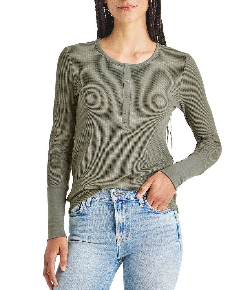 Splendid Thermal Forever Shirttail Hem Henley Long Sleeve Shirt