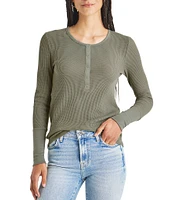 Splendid Thermal Forever Shirttail Hem Henley Long Sleeve Shirt