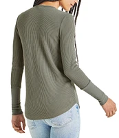 Splendid Thermal Forever Shirttail Hem Henley Long Sleeve Shirt