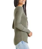 Splendid Thermal Forever Shirttail Hem Henley Long Sleeve Shirt