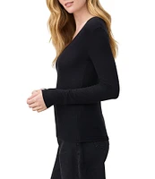 Splendid Valley Ribbed 3/4 Sleeve V-Neck Tee Shirt