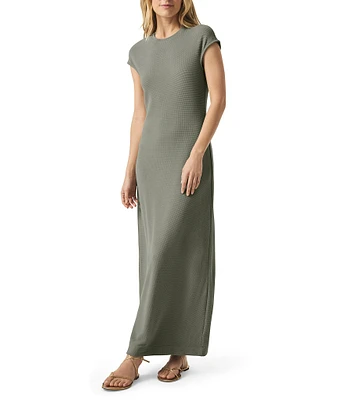 Splendid Waffle Scuba Knit Crew Neck Cap Sleeve A-Line Dress