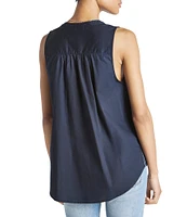 Splendid Warren Crew Neck Sleeveless Button Front Tank Top