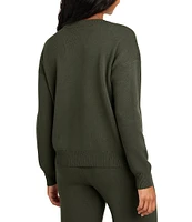 Splendid X Cella Jane Blog Knit Crew Neck Dropped Long Sleeve Front Seam Pullover Sweater