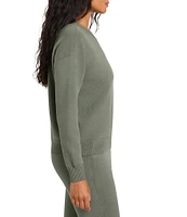 Splendid X Cella Jane Blog Knit Crew Neck Dropped Long Sleeve Front Seam Pullover Sweater