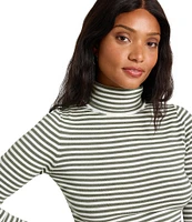 Splendid X Cella Jane Blog Knit Stripe Turtleneck Long Sleeve Layering Sweater