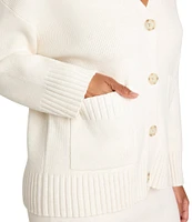 Splendid x Cella Jane Blog Knit V-Neck Dropped Long Sleeve Button Front Cardigan