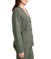 Splendid x Cella Jane Blog Knit V-Neck Dropped Long Sleeve Button Front Cardigan