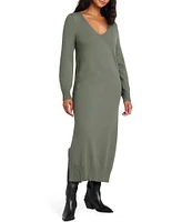 Splendid x Cella Jane Blog Long Sleeve V-Neck Sweater Maxi Dress