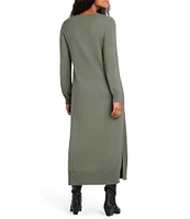 Splendid x Cella Jane Blog Long Sleeve V-Neck Sweater Maxi Dress