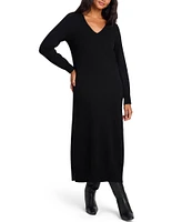 Splendid x Cella Jane Blog Long Sleeve V-Neck Sweater Maxi Dress