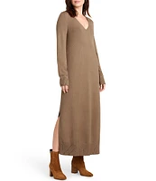 Splendid x Cella Jane Blog Long Sleeve V-Neck Sweater Maxi Dress