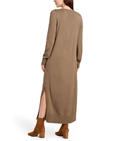 Splendid x Cella Jane Blog Long Sleeve V-Neck Sweater Maxi Dress