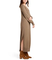 Splendid x Cella Jane Blog Long Sleeve V-Neck Sweater Maxi Dress