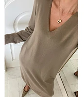 Splendid x Cella Jane Blog Long Sleeve V-Neck Sweater Maxi Dress