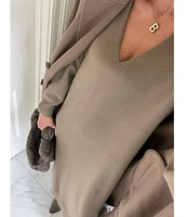 Splendid x Cella Jane Blog Long Sleeve V-Neck Sweater Maxi Dress