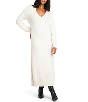 Splendid x Cella Jane Blog Long Sleeve V-Neck Sweater Maxi Dress