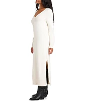 Splendid x Cella Jane Blog Long Sleeve V-Neck Sweater Maxi Dress