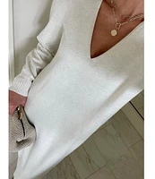 Splendid x Cella Jane Blog Long Sleeve V-Neck Sweater Maxi Dress