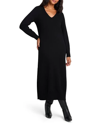 Splendid x Cella Jane Blog Long Sleeve V-Neck Sweater Maxi Dress