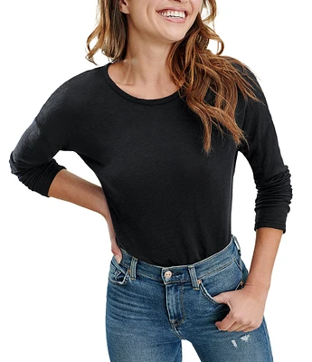 Splendid Zander Slub Knit Long Sleeve Crew Neck Tee Shirt