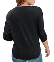 Splendid Zander Slub Knit Long Sleeve Crew Neck Tee Shirt