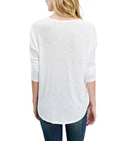 Splendid Zander Slub Knit Long Sleeve Crew Neck Tee Shirt