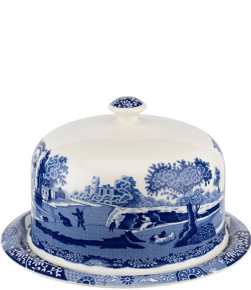 Spode Porcelain Blue Italian Chinoiserie 2-Piece Serving Platter with Dome