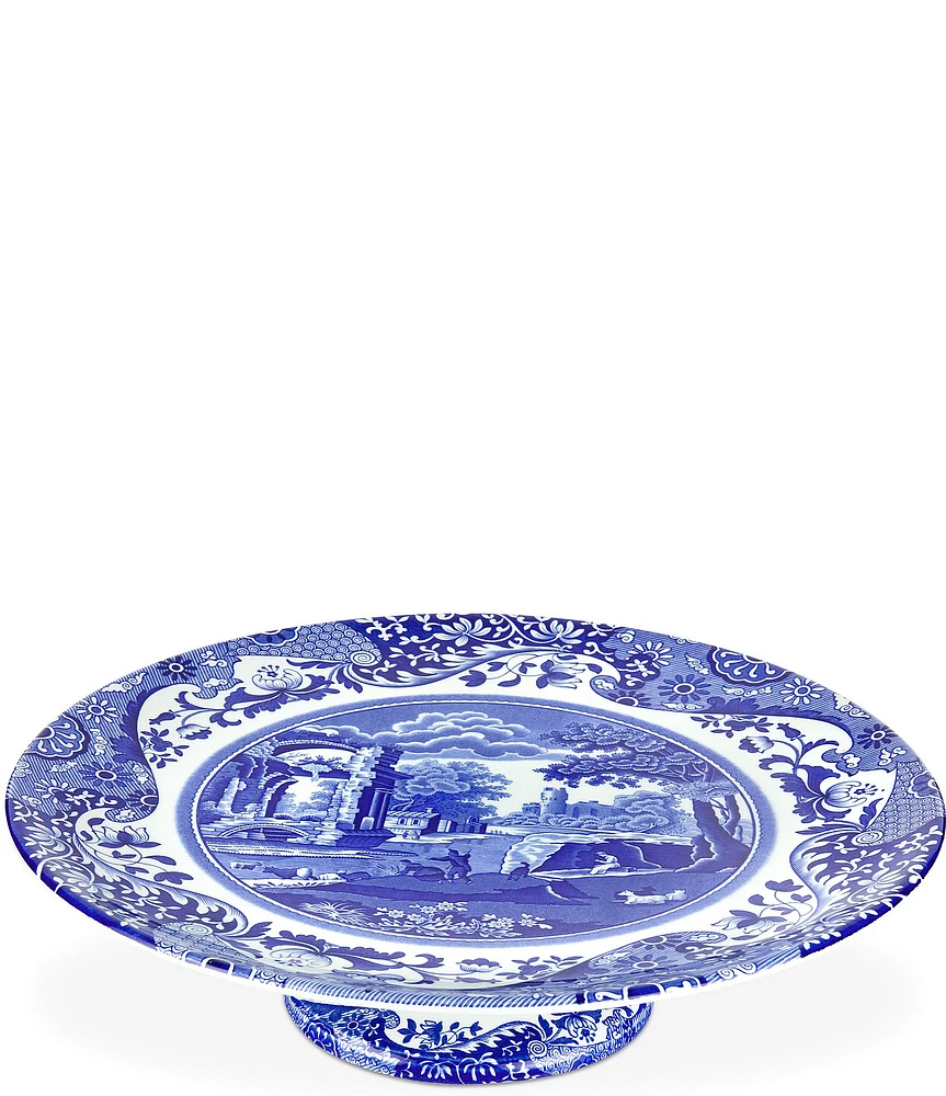 Spode Blue Italian Chinoiserie Footed Cake Plate