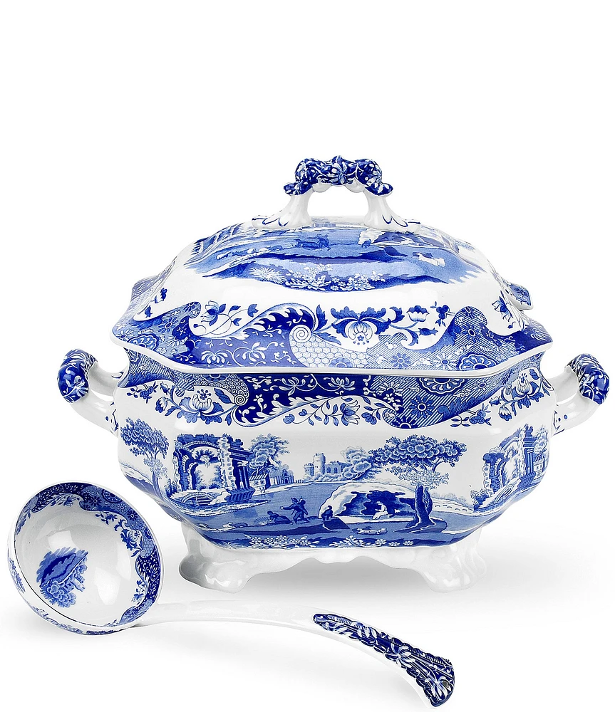 Spode Blue Italian Chinoiserie Soup Tureen with Ladle