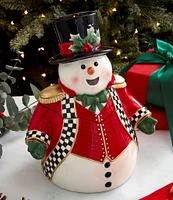 Spode Christmas Tree Black and White Snowman Cookie Jar