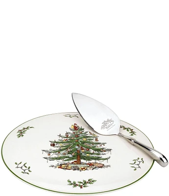 Spode Christmas Tree Cake Plate & Server Set