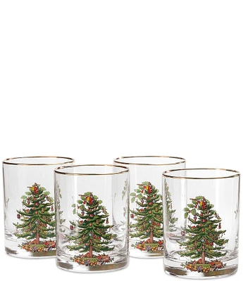 Spode Christmas Tree Double Old-Fashioned Glasses, Set of 4