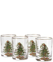 Spode Christmas Tree Double Old-Fashioned Glasses, Set of 4