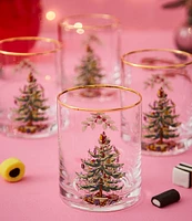 Spode Christmas Tree Double Old-Fashioned Glasses, Set of 4