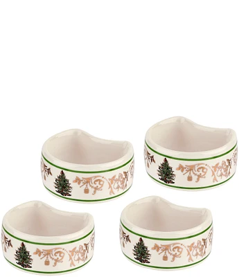 Spode Christmas Tree Gold Napkin Rings, Set of 4