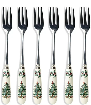 Spode Christmas Tree Pastry Forks, Set of 6