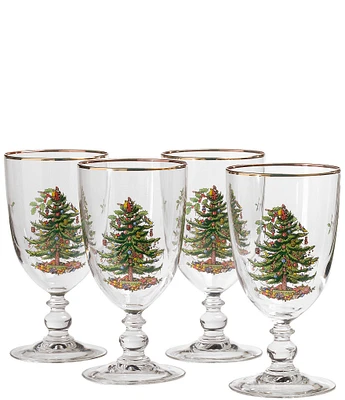 Spode Christmas Tree Pedestal Goblets, Set of 4