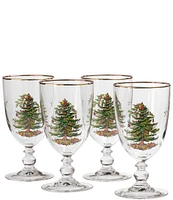 Spode Christmas Tree Pedestal Goblets, Set of 4