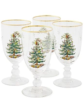 Spode Christmas Tree Pedestal Goblets, Set of 4