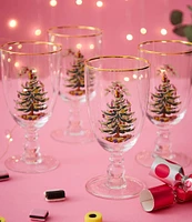 Spode Christmas Tree Pedestal Goblets, Set of 4